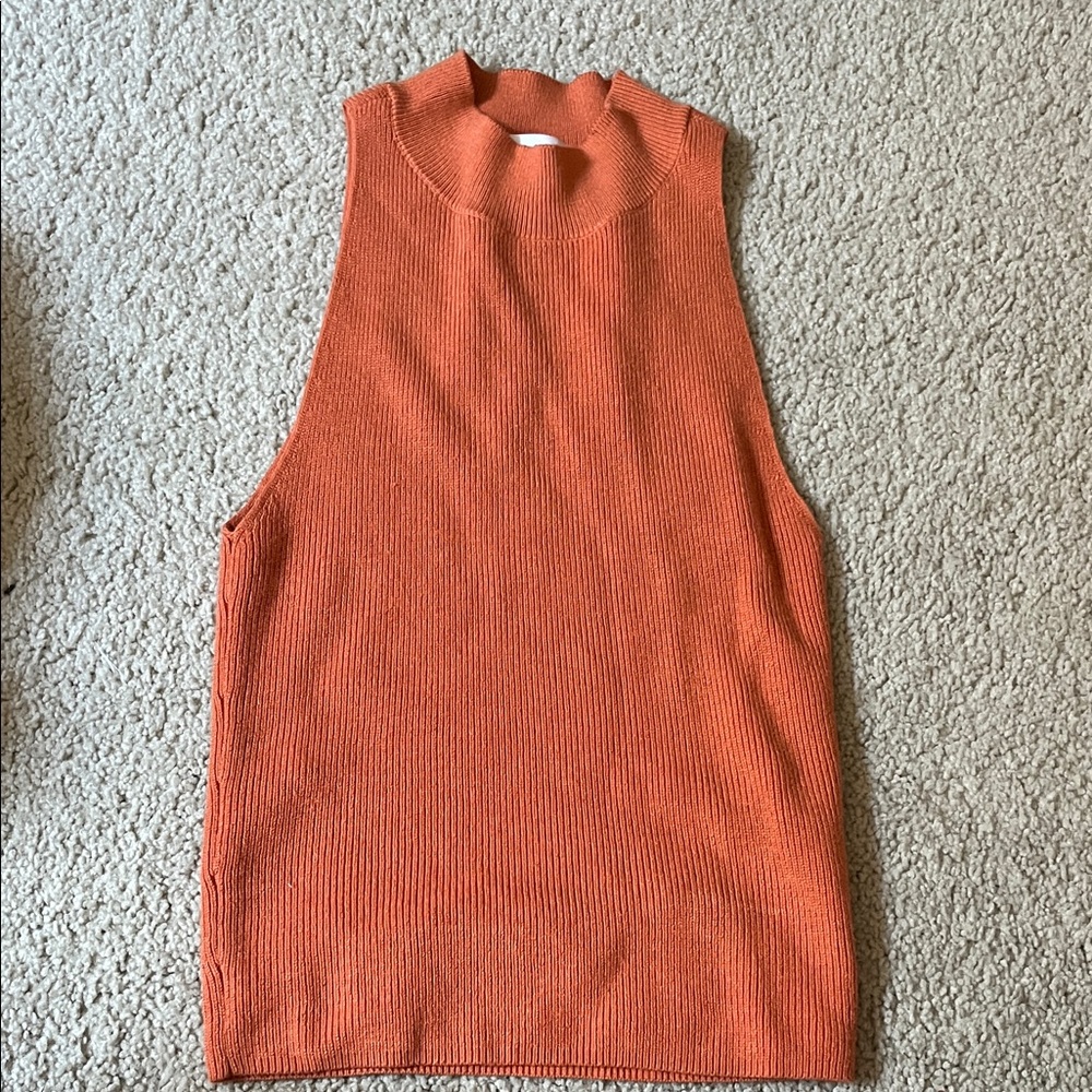 Frame Denim Orange Sleeveless Knit Top